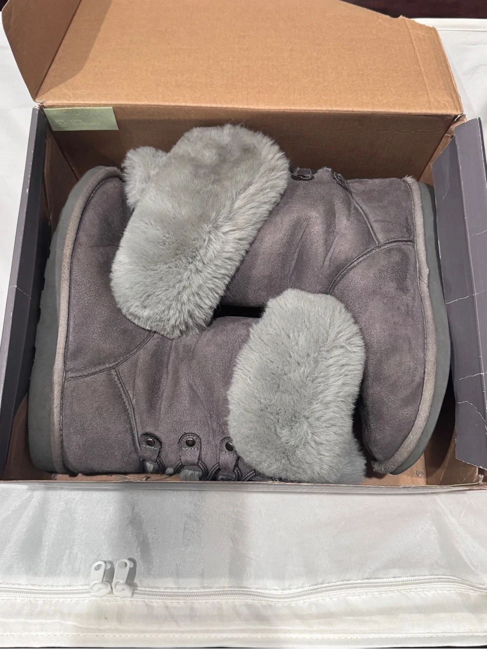 Women’s Grey Faux-Fur Winter Boots